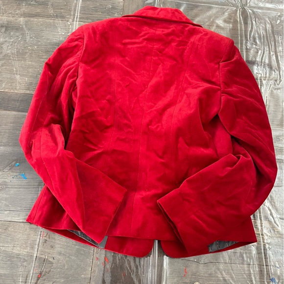 LUIGI BORRELLI women’s One Button Red Velvet Blazer Jacket Size 8 - Picture 6 of 8